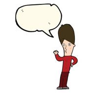 cartoon man waving with speech bubble N19