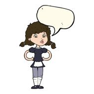 cartoon happy waitress woman with speech bubble N7