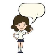 cartoon woman waving with speech bubble N218