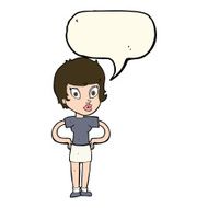 cartoon woman with hands on hips speech bubble N140