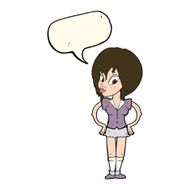 cartoon woman with hands on hips speech bubble N141