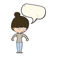 cartoon woman staring with speech bubble N20