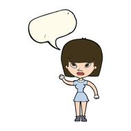 cartoon woman waving with speech bubble N219