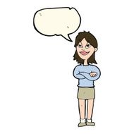 cartoon proud woman with speech bubble N19