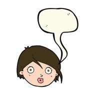 cartoon surprised female face with speech bubble N40