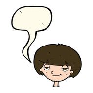 cartoon smug looking boy with speech bubble N7