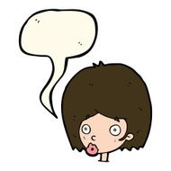 cartoon surprised female face with speech bubble N41