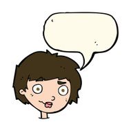 cartoon confused woman with speech bubble N54