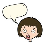 cartoon surprised female face with speech bubble N42