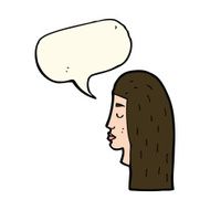 cartoon female face profile with speech bubble N7