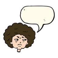 cartoon bitter old woman with speech bubble N13