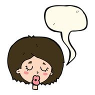 cartoon woman with eyes closed speech bubble N4