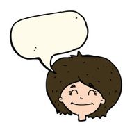 cartoon happy female face with speech bubble N116