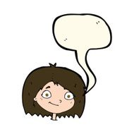 cartoon happy female face with speech bubble N117