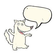 cartoon happy wolf with speech bubble N12