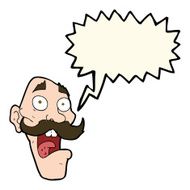 cartoon frightened old man with speech bubble N23