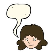cartoon happy female face with speech bubble N118
