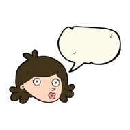 cartoon pretty face with speech bubble N7