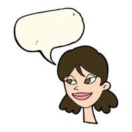cartoon happy female face with speech bubble N119