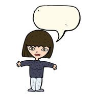 cartoon woman with open arms speech bubble N68