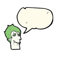 cartoon vampire face with speech bubble N23