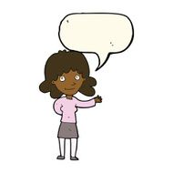cartoon friendly woman with speech bubble N45