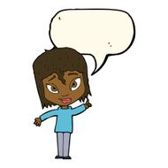 cartoon woman with idea speech bubble N157