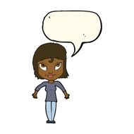 cartoon girl shrugging shoulders with speech bubble N22