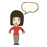 cartoon woman shrugging shoulders with speech bubble N311
