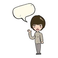 cartoon woman waving with speech bubble N220