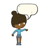 cartoon surprised woman with speech bubble N159