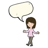 cartoon woman with no worries speech bubble N27