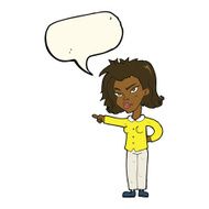 cartoon woman pointing with speech bubble N137