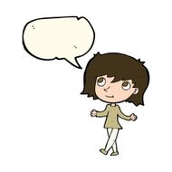 cartoon girl with no worries speech bubble N7