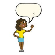 cartoon woman waving with speech bubble N222