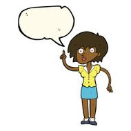 cartoon woman with question speech bubble N8