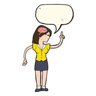 cartoon woman with clever idea speech bubble N7