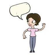 cartoon woman waving with speech bubble N223