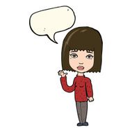 cartoon woman waving with speech bubble N224