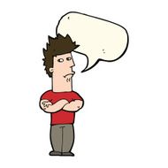 cartoon man sulking with speech bubble N7