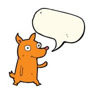 cartoon little dog waving with speech bubble N8