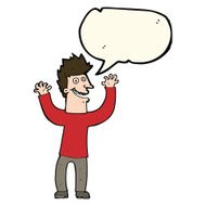 cartoon excited man with speech bubble N43