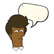 cartoon man narrowing eyes with speech bubble N26