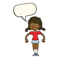 cartoon pretty girl with speech bubble N65