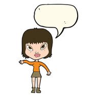 cartoon woman making gesture with speech bubble N7