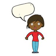 cartoon surprised woman with speech bubble N161