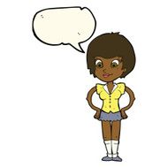 cartoon pretty woman with hands on hips speech bubble N14