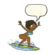 cartoon surfer girl with speech bubble N14