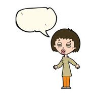 cartoon tired woman with speech bubble N19