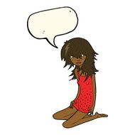 cartoon pretty girl with speech bubble N66